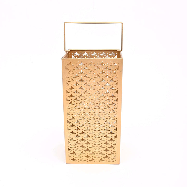 Metal Jali Lantern with Handle – Vintage Hanging Candle Holder