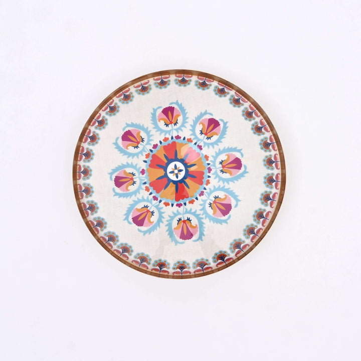 Round Enamel Metal Tray – Decorative Serving Platter for Home & Kitchen