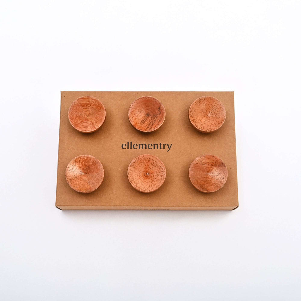 Brown Concave Mango Wood Knobs Set of 6
