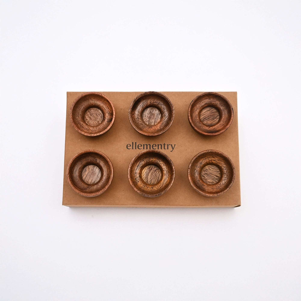 Brown Hollow Wooden Cabinet Knobs Set of 6