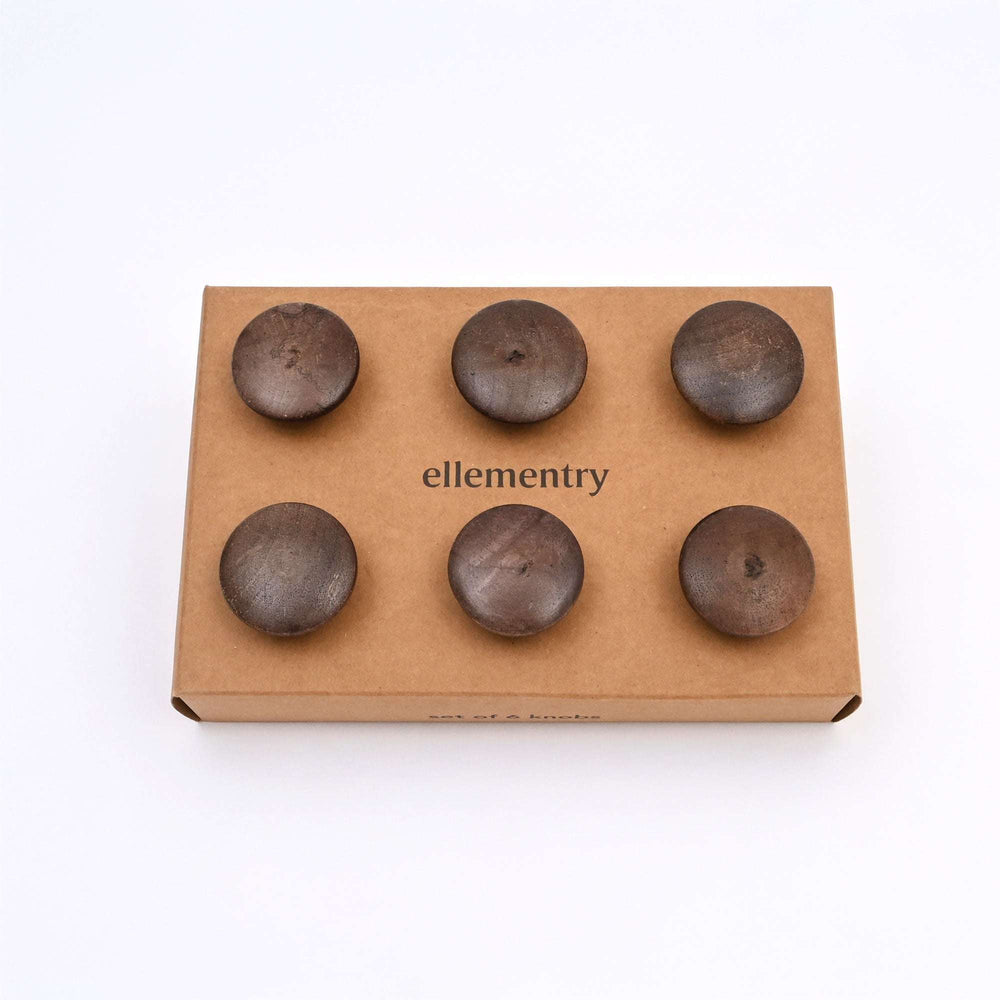 Brown Classic Wooden Knobs Set of 6 Mango Wood