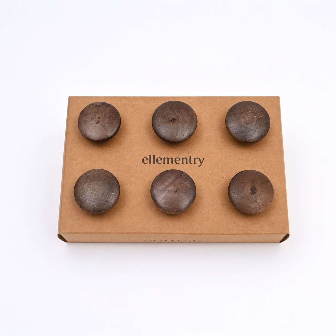 Brown Classic Wooden Knobs Set of 6 Mango Wood