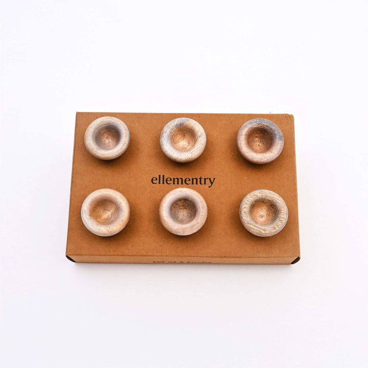 Grey Hollow Mango Wood Knobs Set of 6