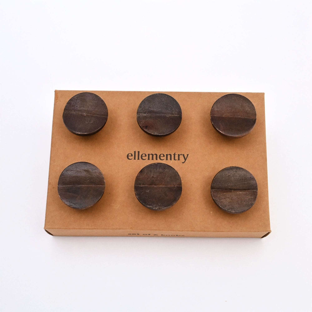 Brown Modern Wooden Cabinet Drawer Knobs Set of 6