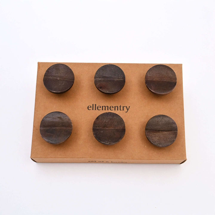Brown Modern Wooden Cabinet Drawer Knobs Set of 6