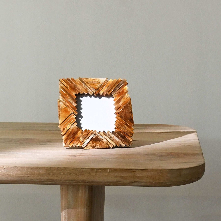 Rustic Handcrafted Mosaic Wood Photo Frame