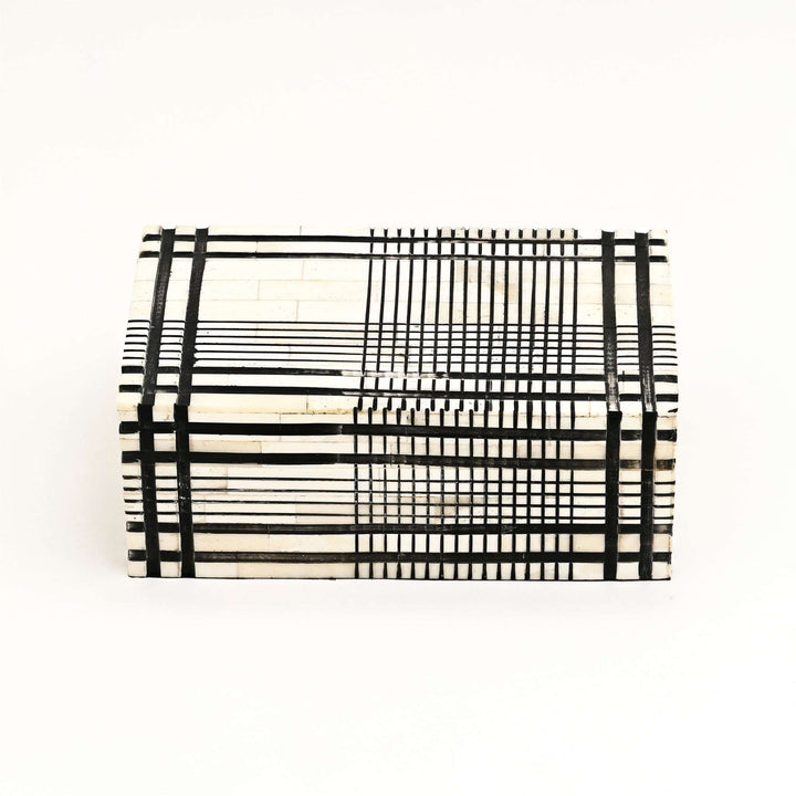 Plaid Pattern Bone Inlay Box – Set of 2