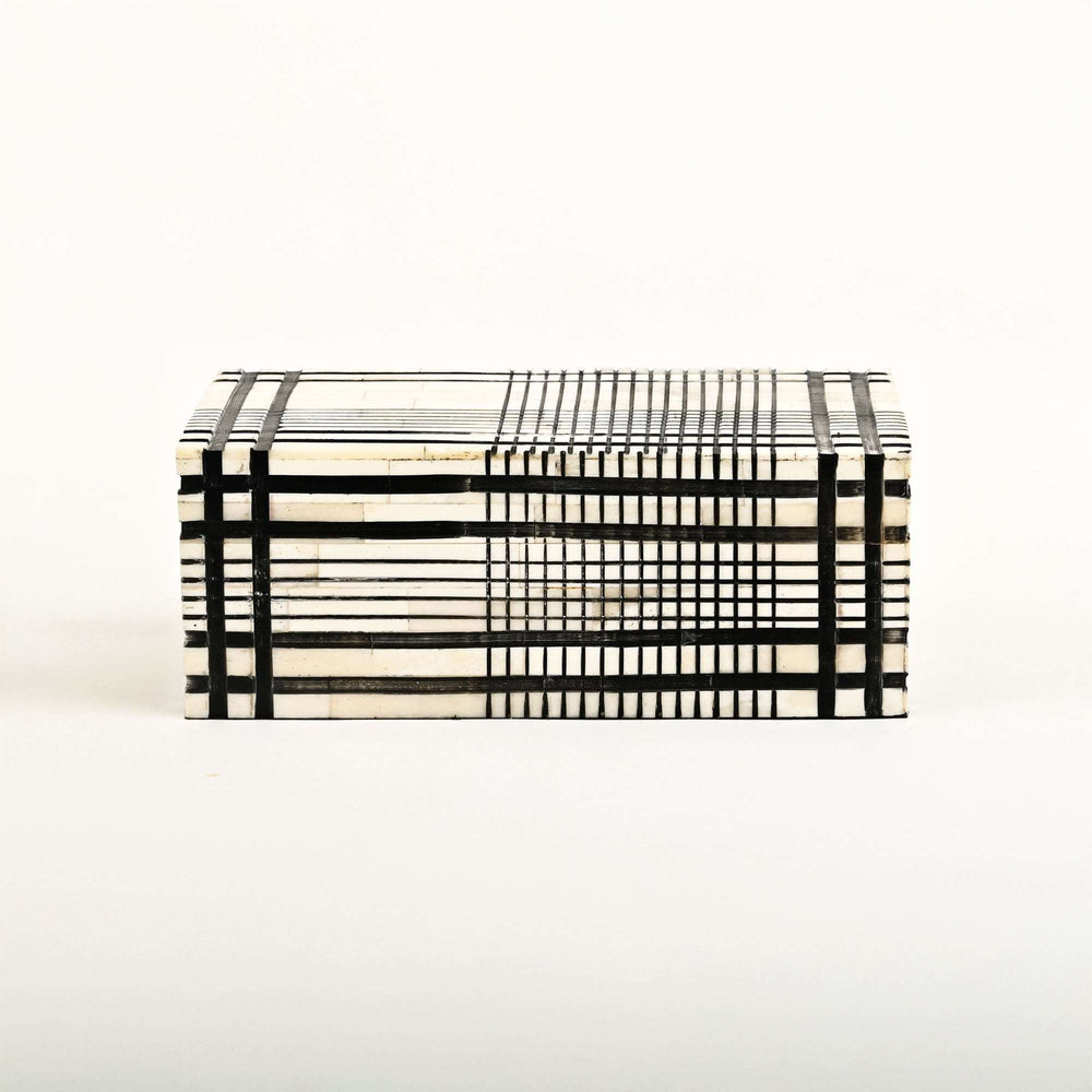 Plaid Pattern Bone Inlay Box – Set of 2