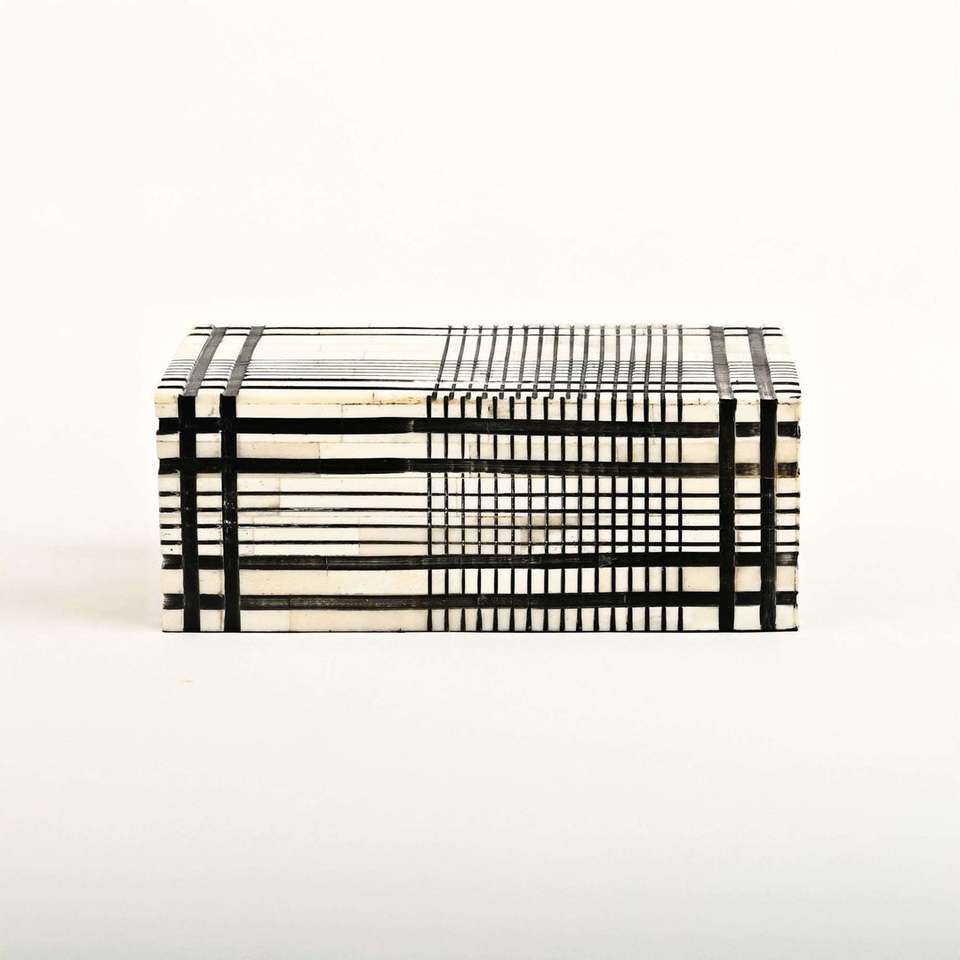 Plaid Pattern Bone Inlay Box – Set of 2