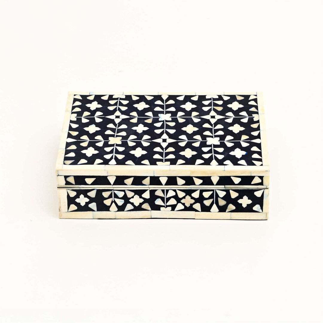 Floral Pattern Bone Inlay Box – Set of 2