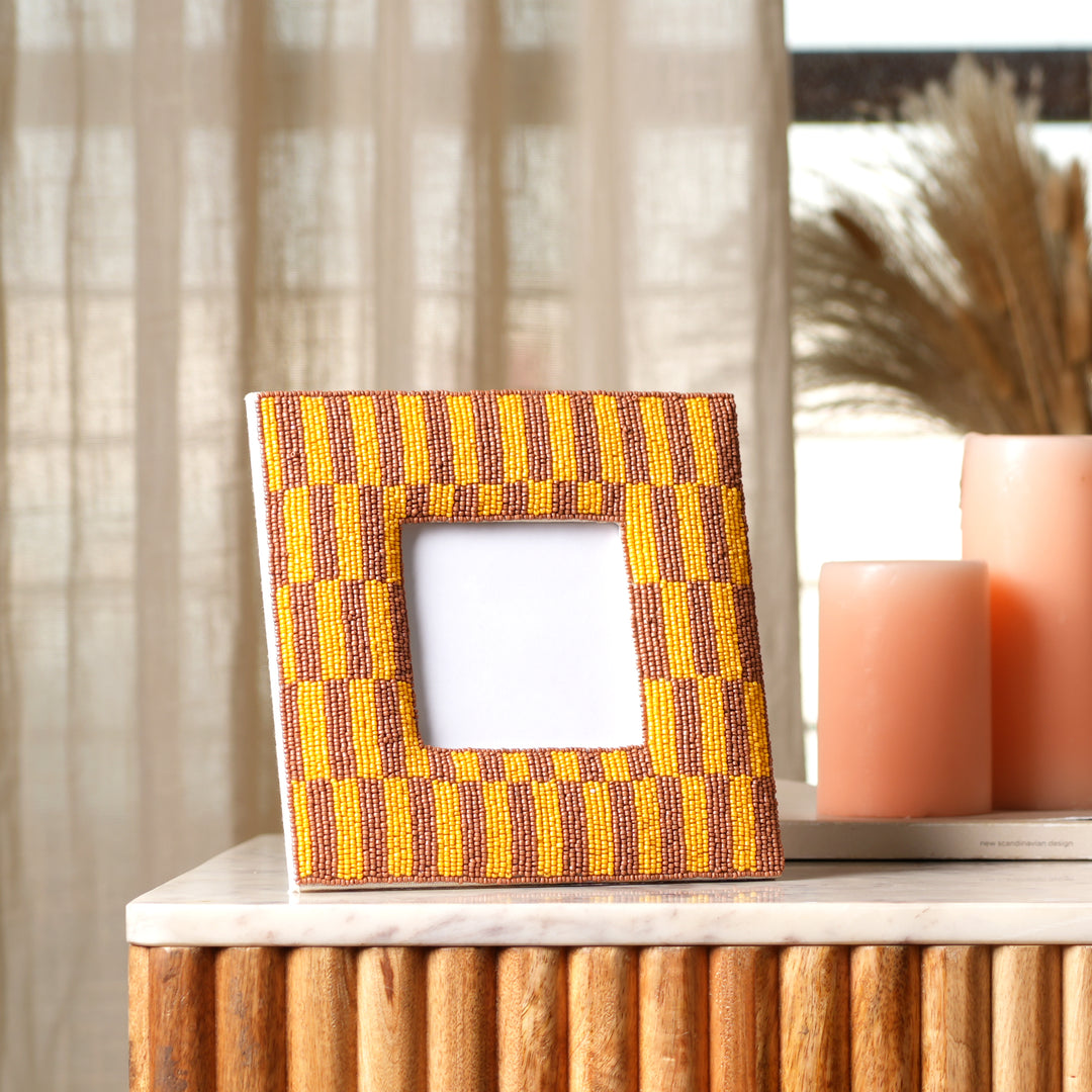 Rustic Brown Beaded 4x4 Photo Frame