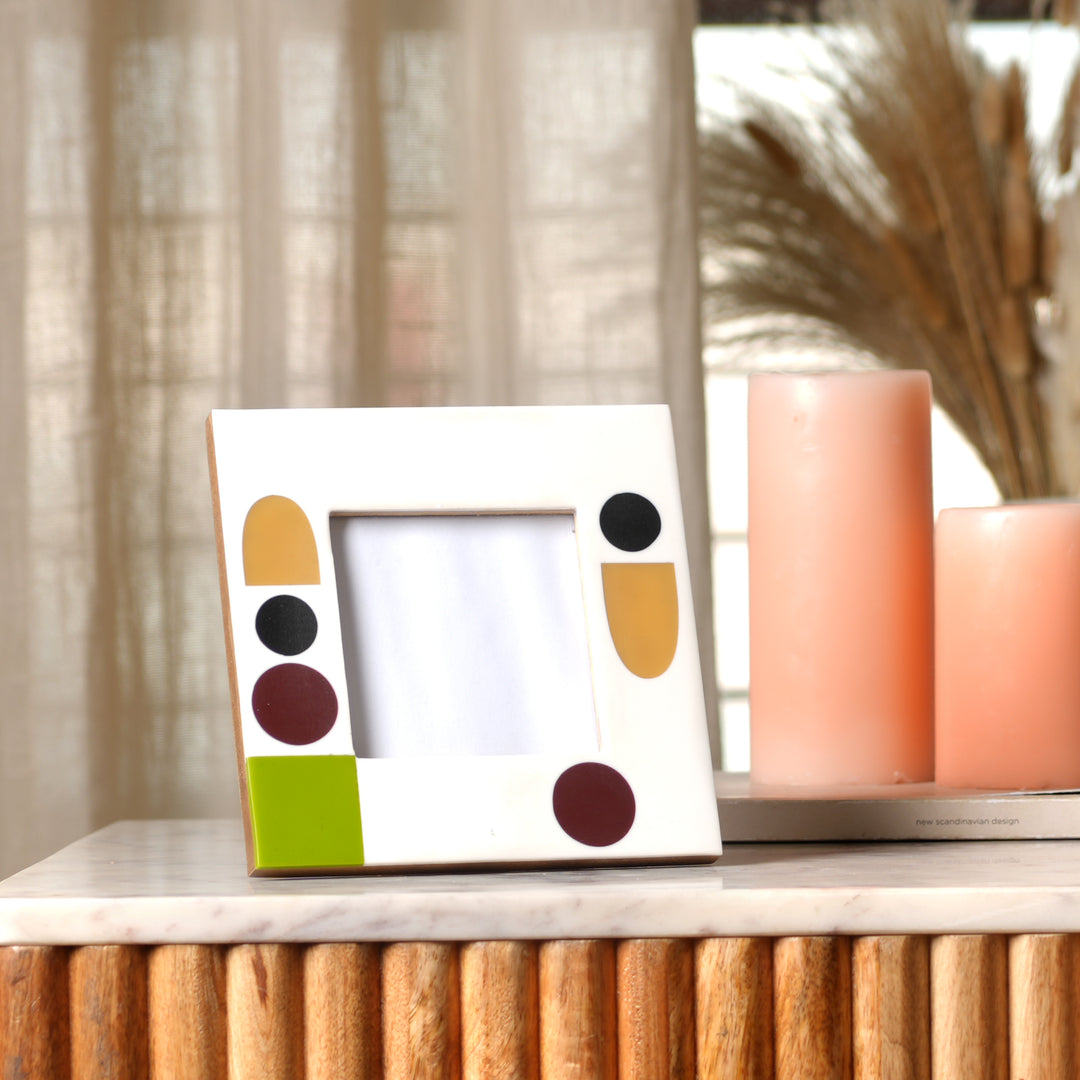 Abstract Accent Geometric Multi-Colored 4x4 Resin Photo Frame