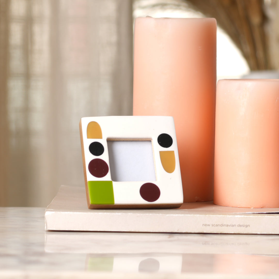 Abstract Accent Geometric Multi-Colored 2x2 Resin Mini Photo Frame