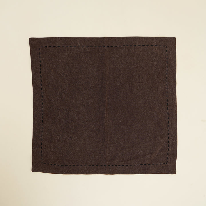 Set di due tovaglioli in cotone/lino - Marrone