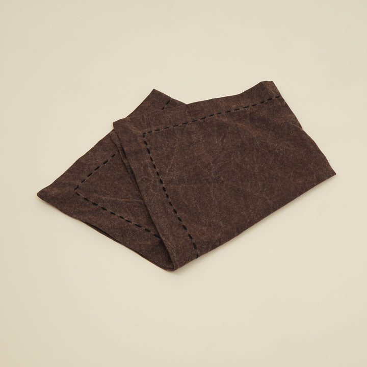 Set di due tovaglioli in cotone/lino - Marrone
