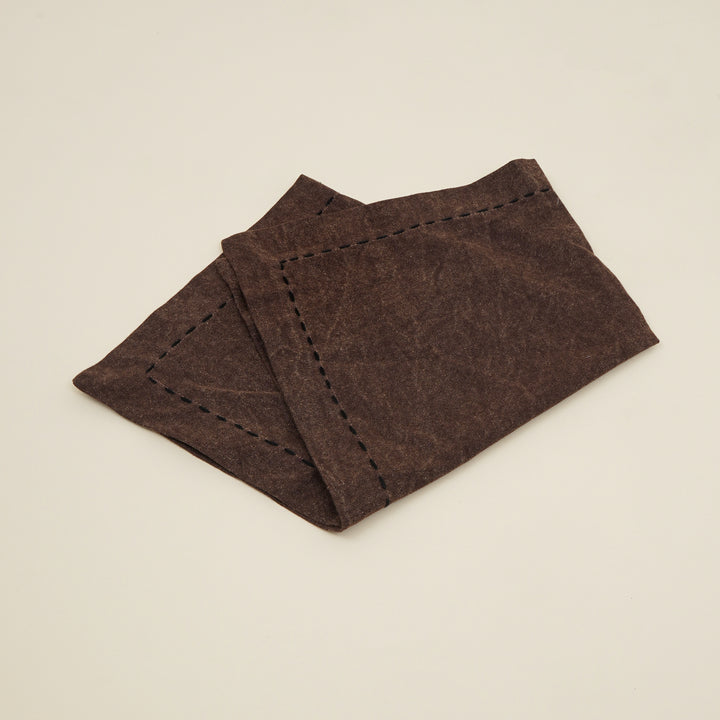 Set di due tovaglioli in cotone/lino - Marrone