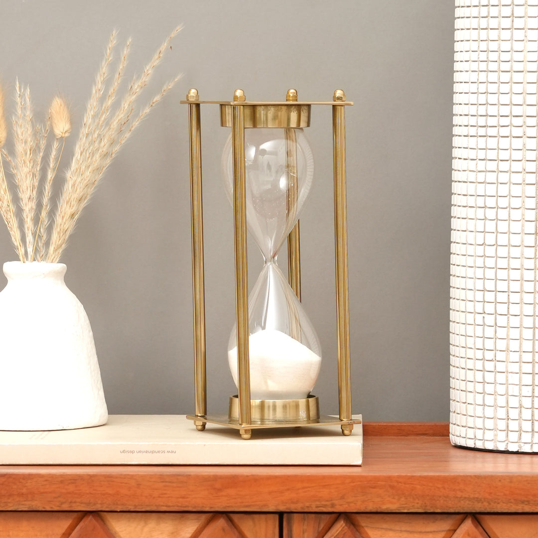 Modern Gold Frame Hourglass Sand Timer | Luxury Décor | Gold