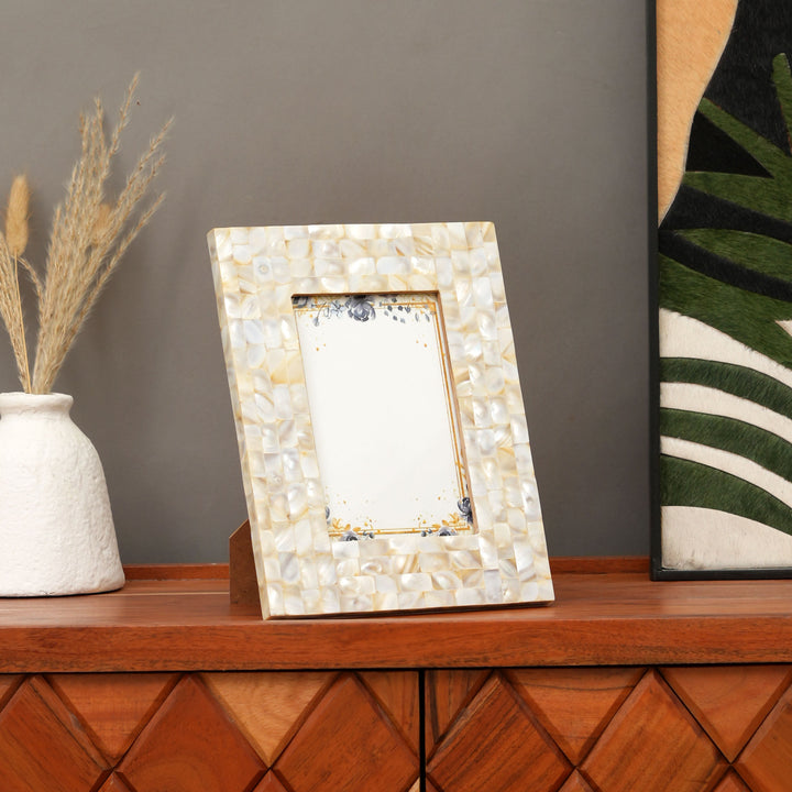 Handcrafted Mother of Pearl Style Photo Frame | Multicolor