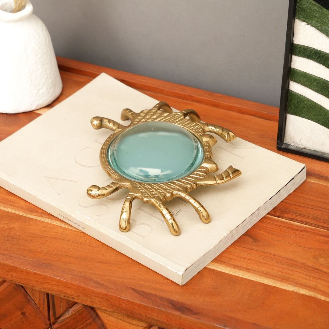 Crab Chart Magnifying Glass Gold Finish Aluminum Desk Décor
