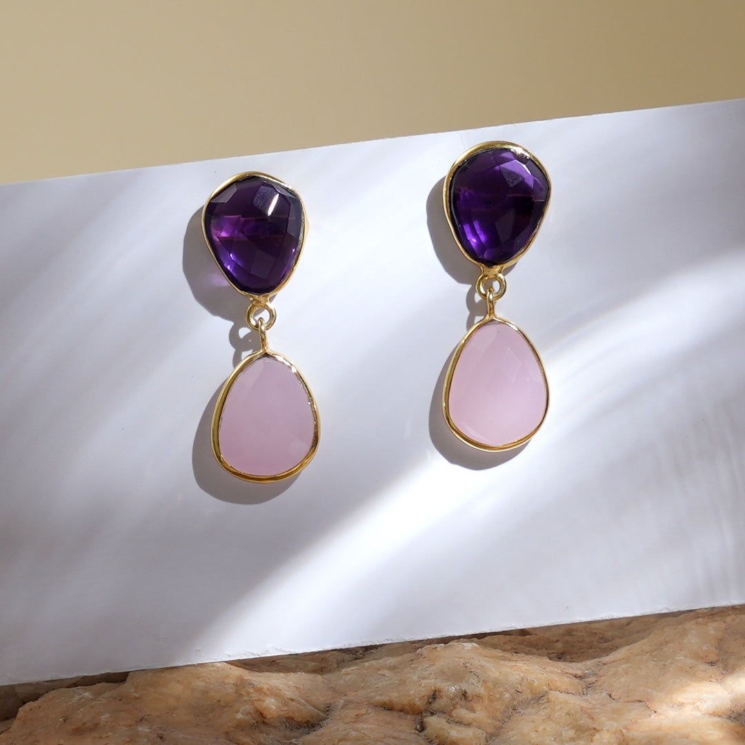 Lilac Drop Earrings – Blush-Toned Finish