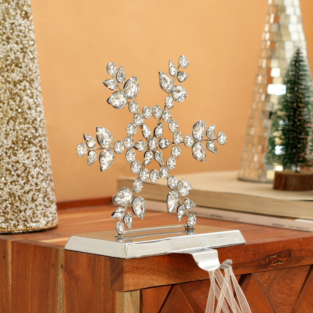 Beaded Snowflake Stocking Holder in Iron & Glass Beads