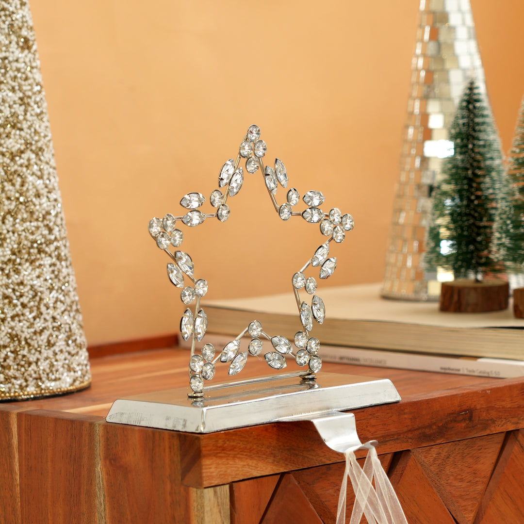 Beaded Star Stocking Holder in Iron & Glass Beads