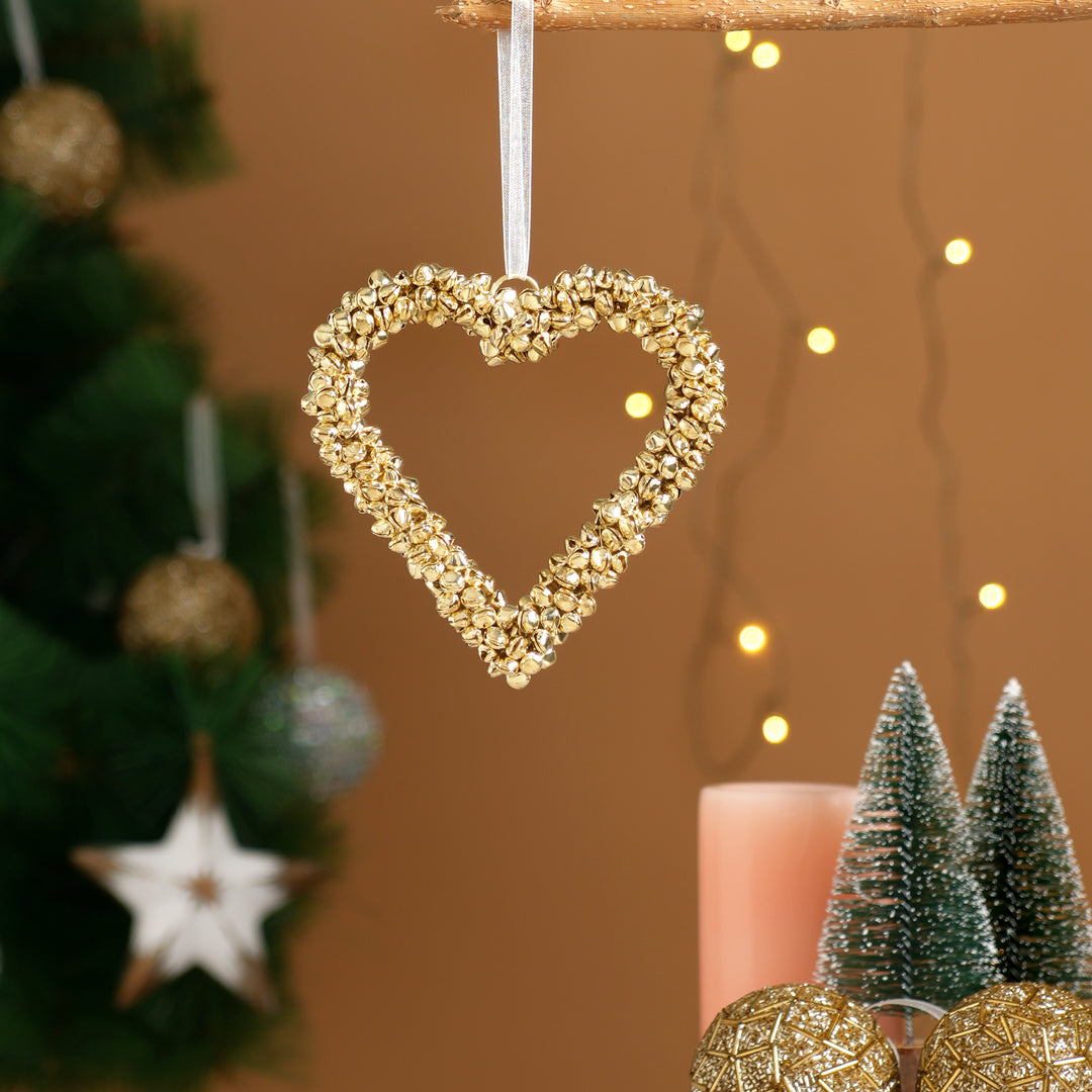 Gold Beaded Star Christmas Hanging Ornament