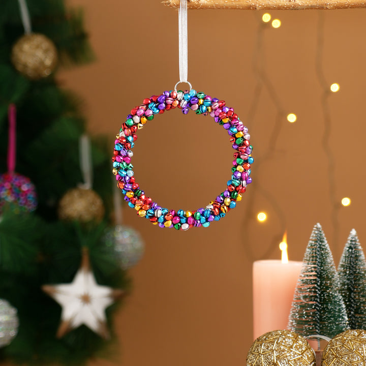 Multicolour Beaded Wreath Christmas Hanging Ornament