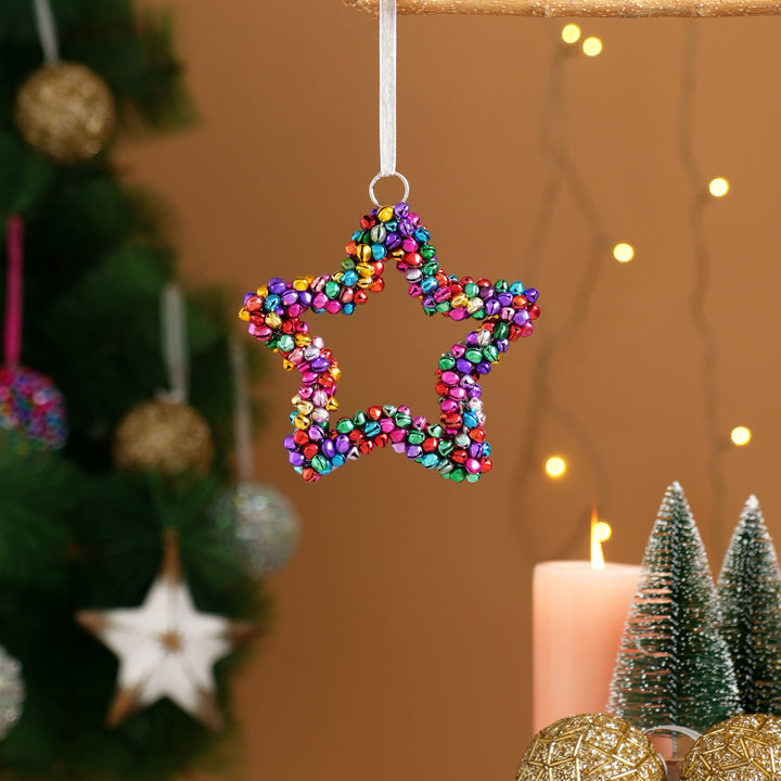 Multicolour Beaded Star Christmas Hanging Ornament