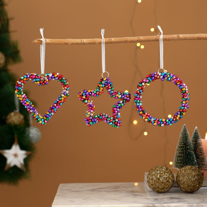 Multicolour Beaded Heart Christmas Hanging Ornament