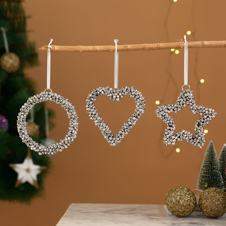 Silver Beaded Star Hanging Ornament