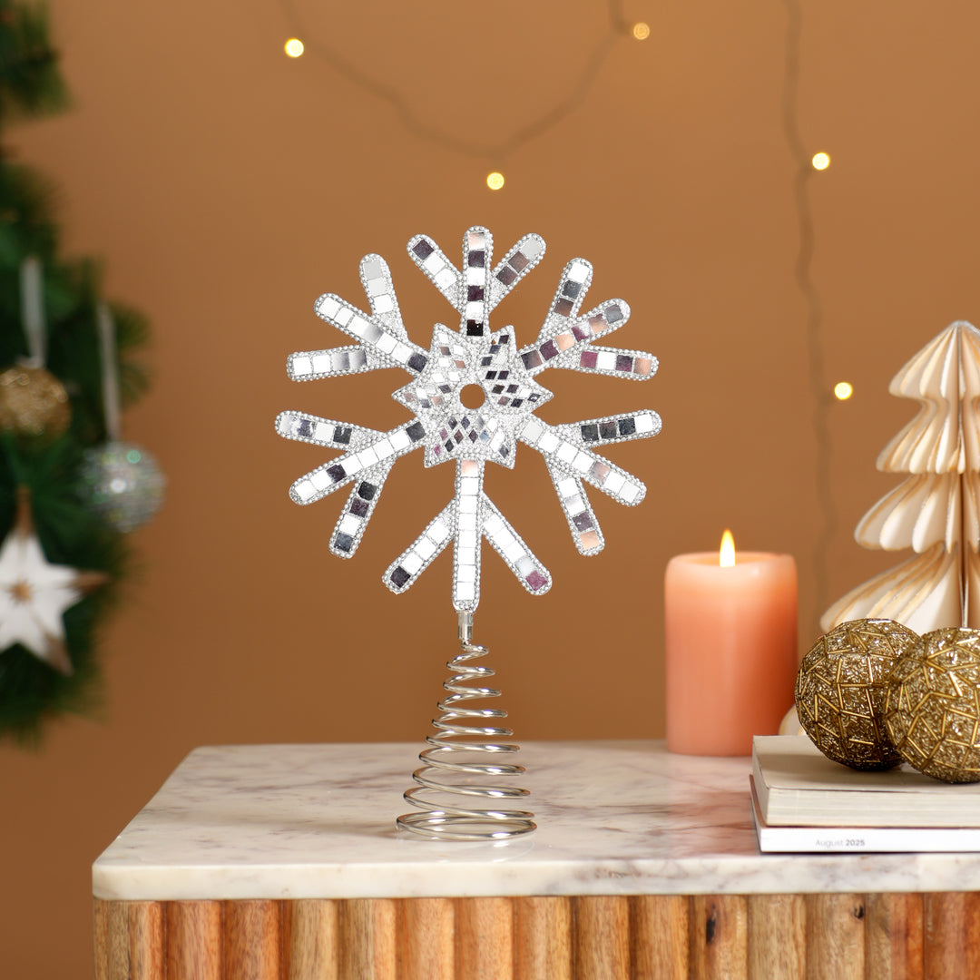 Silver Snowflake Christmas Tree Topper