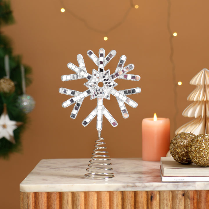 Silver Snowflake Christmas Tree Topper