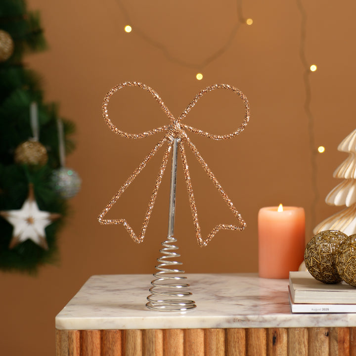 Gold & Silver Bow Christmas Tree Topper
