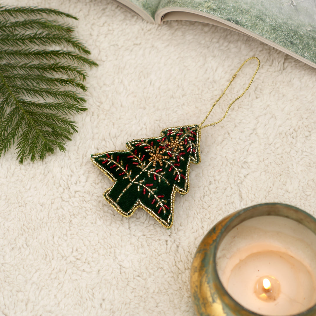 Rustic Felt Christmas Tree Hanging Ornament