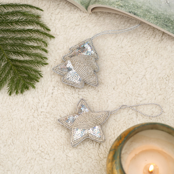 Beaded Star Hanging Ornament - Christmas Décor