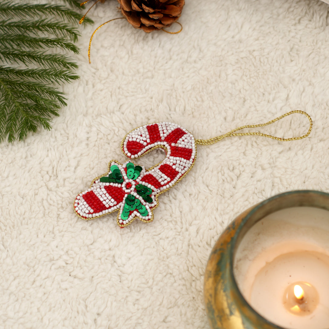 Handmade Felt Candy Cane Hanging Decoration