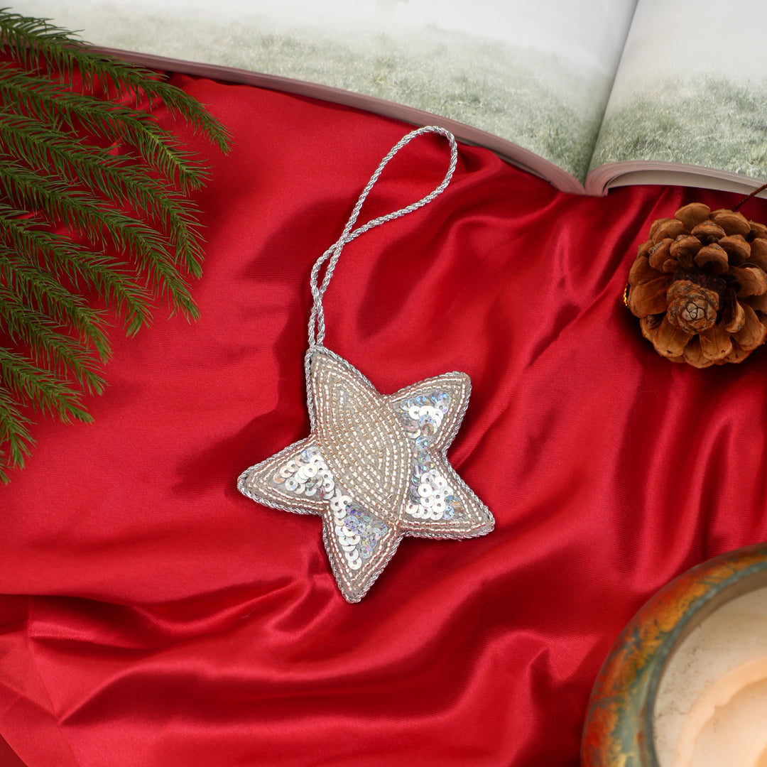 Beaded Star Hanging Ornament - Christmas Décor