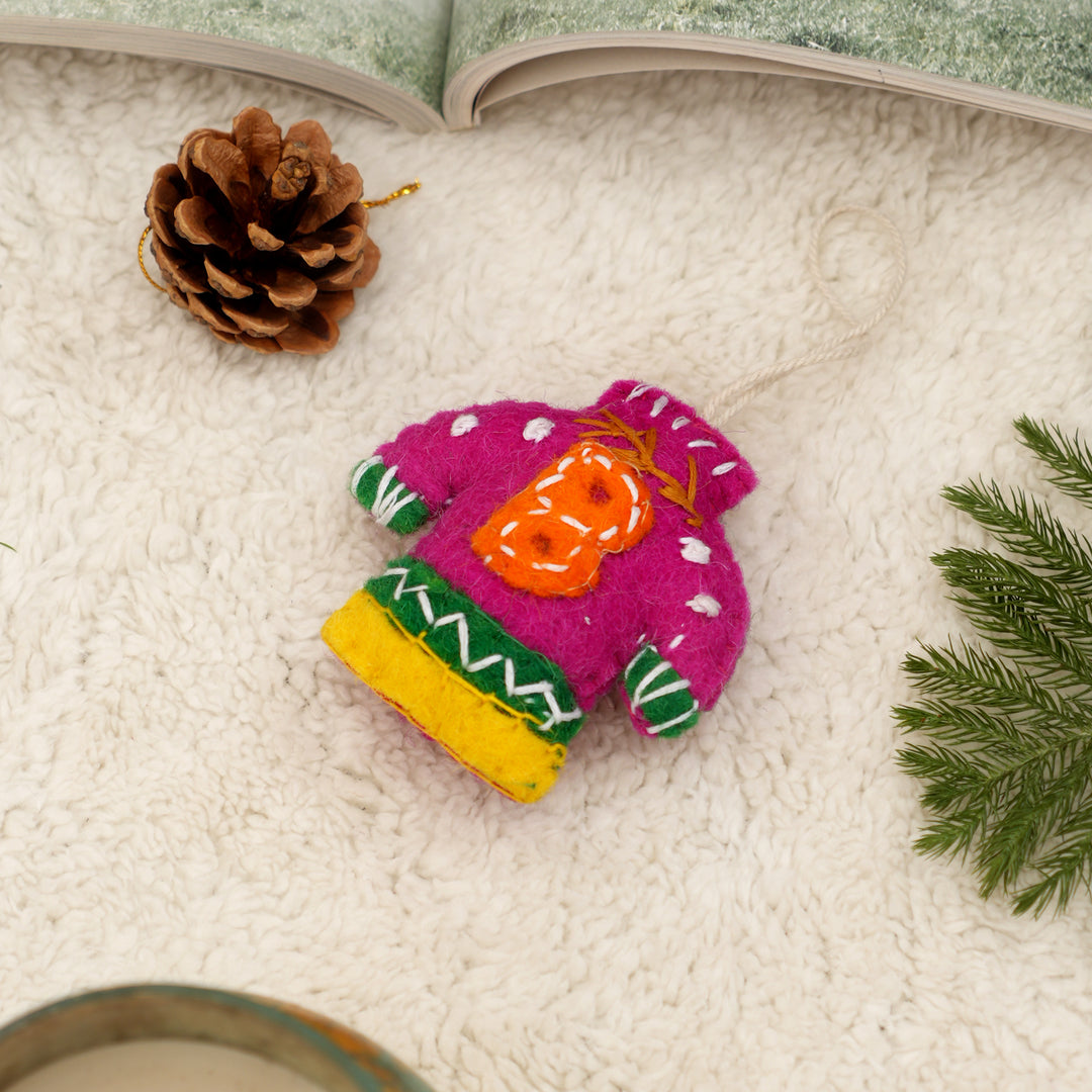 Multicolour Felt Christmas Sweater Hanging Ornament