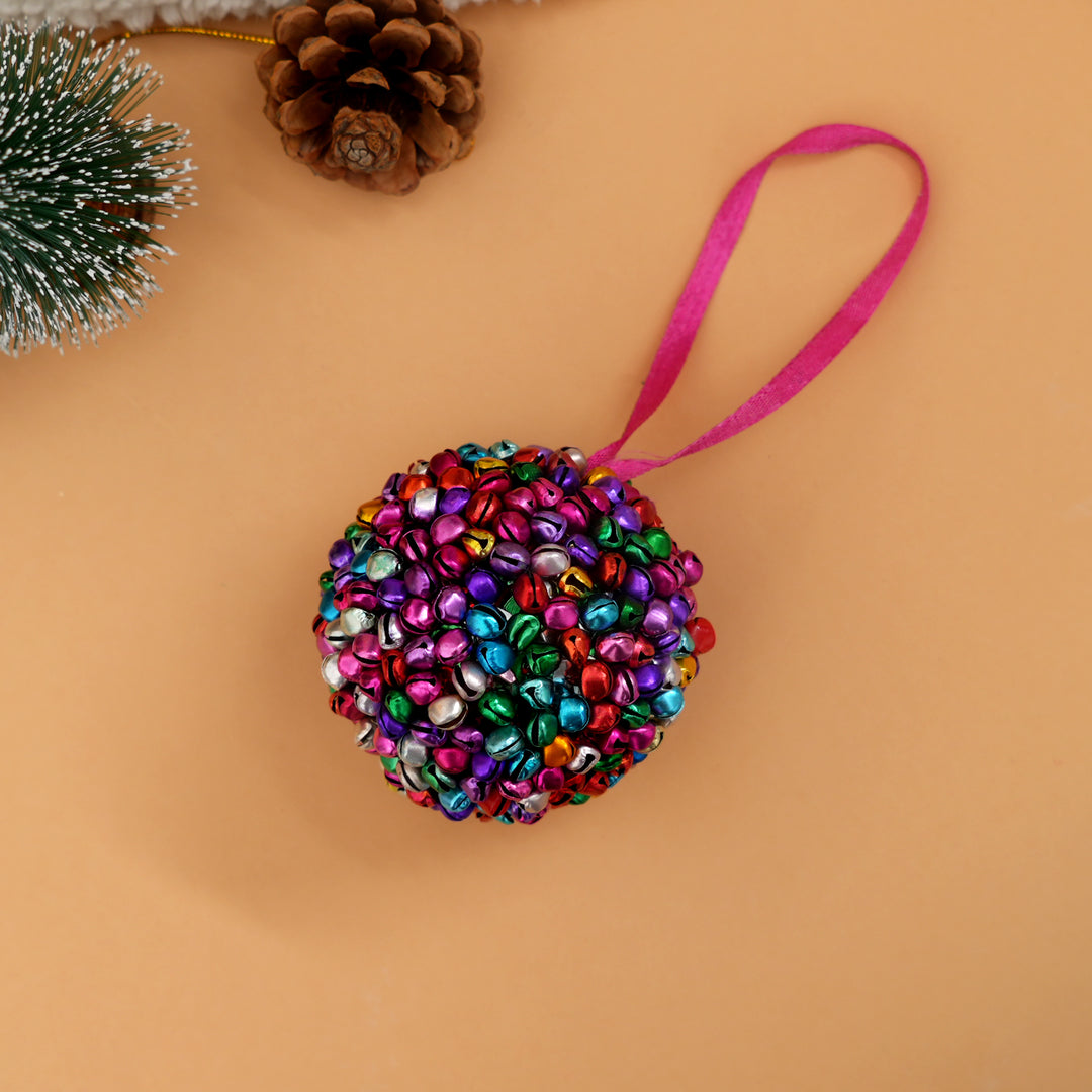 Multicolour Beaded Hanging Christmas Ball – Set of 2