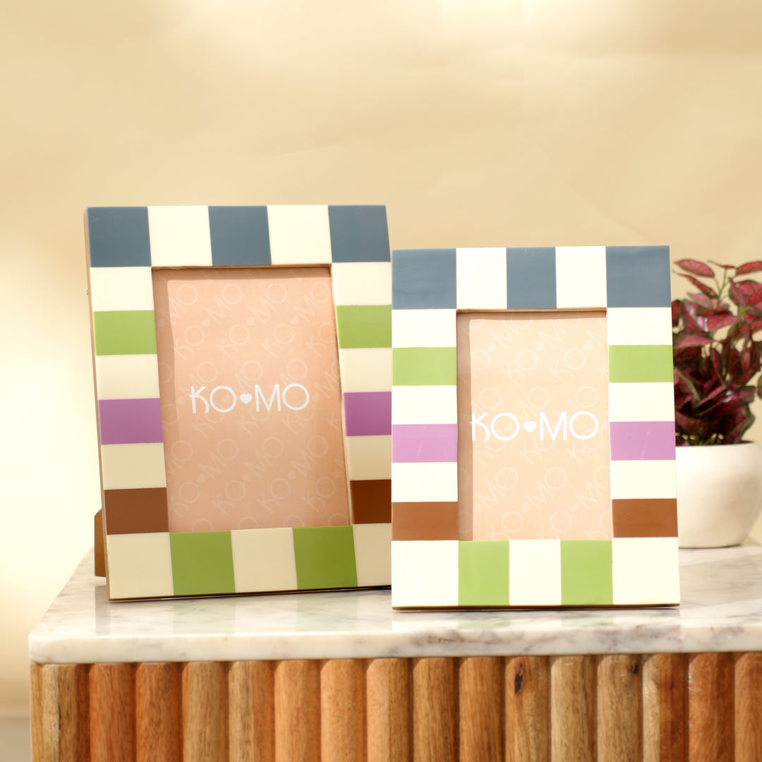 Checkered Resin Photo Frame 4x6 Inch Modern Glossy Décor