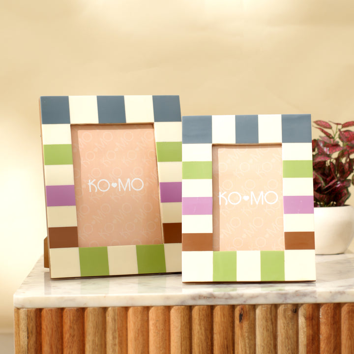 Checkered Resin Photo Frame 4x6 Inch Modern Glossy Décor