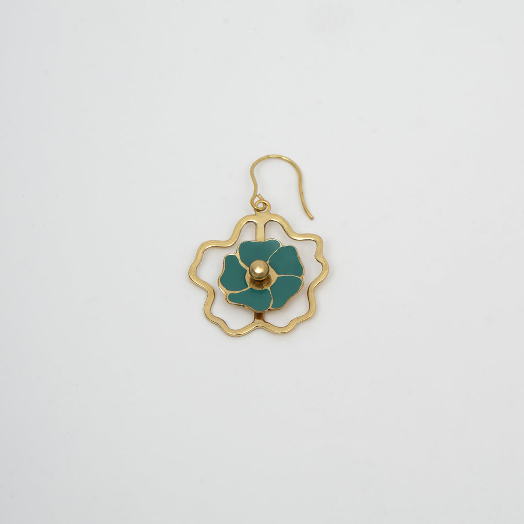 Orecchino a forma di fiore di papavero in ottone