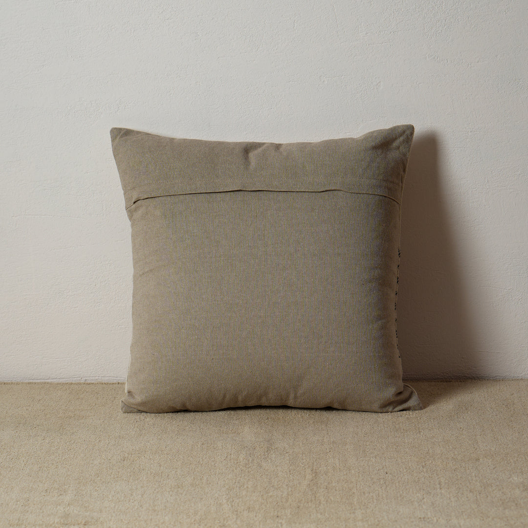 Coussin Chambray 50x50 avec patchwork - Beige