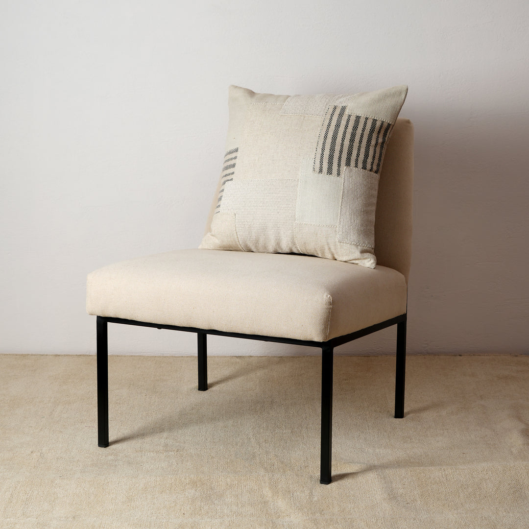 Coussin Chambray 50x50 avec patchwork - Beige