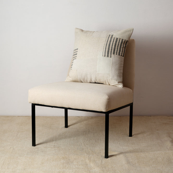 Coussin Chambray 50x50 avec patchwork - Beige