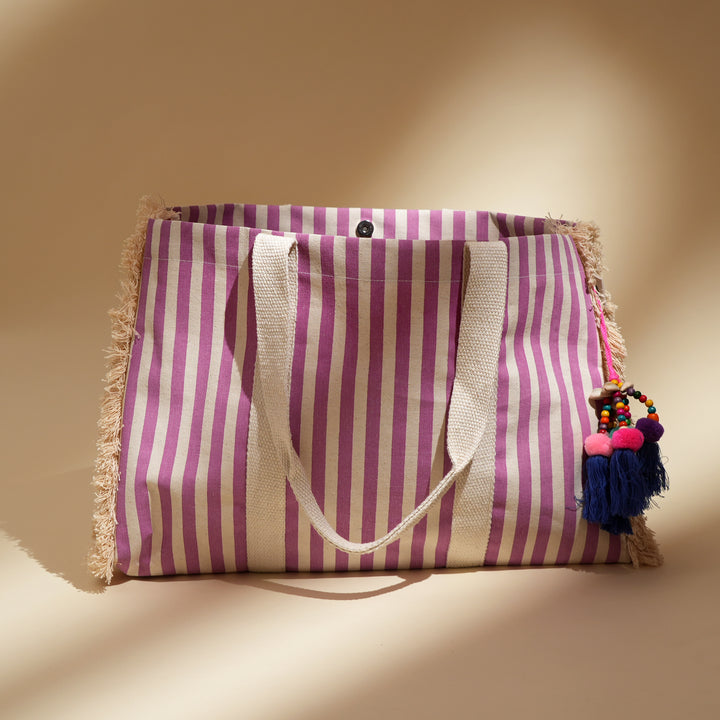 Lilac Fringes Fiesta Beach Tote – Boho-Chic Carryall