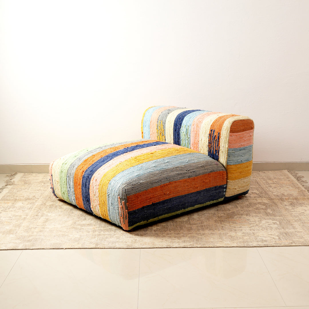 L Shape Floor Sofa In Multi Stripe