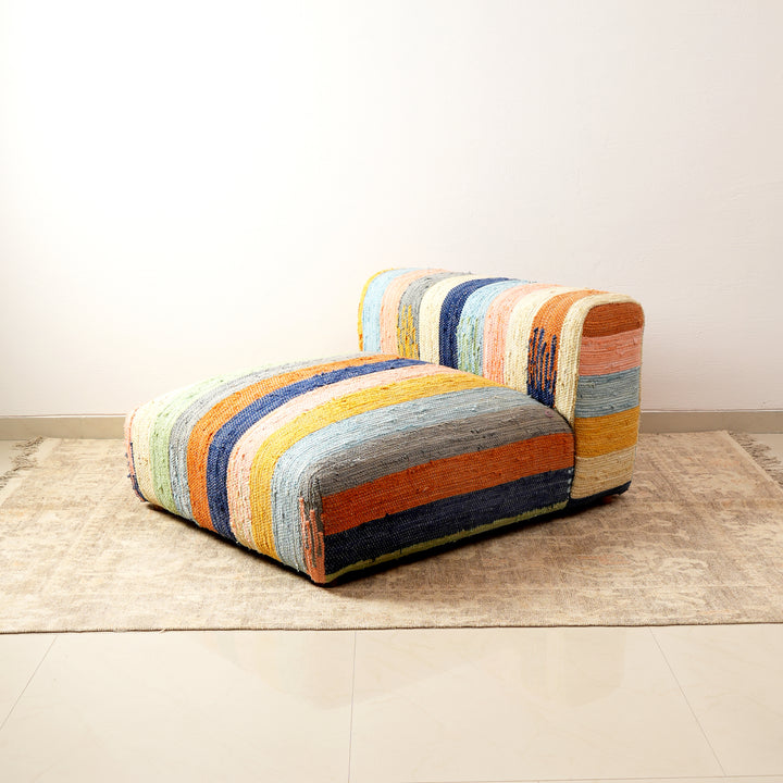 L Shape Floor Sofa In Multi Stripe