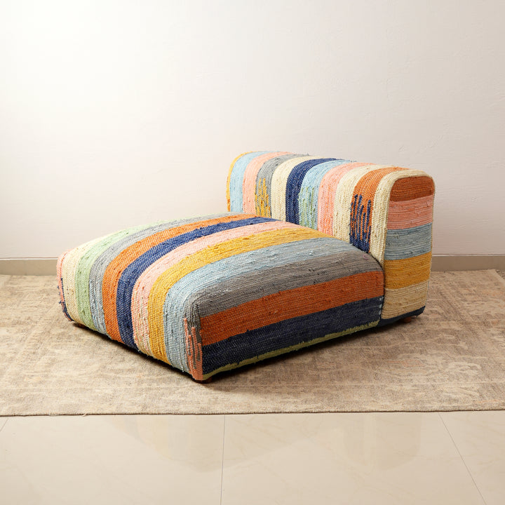 Striped Cotton Floor Daybed with Backrest Multicolor 102 cm